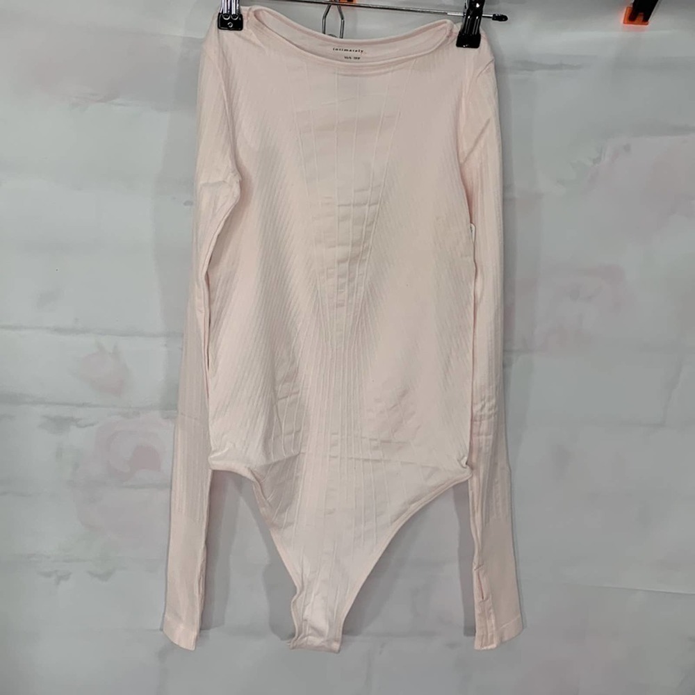 NWOT Free People Seams to me pink Long Sleeve Bodysuit - Picture 7 of 11